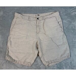 Old Navy Flax Linen Shorts Men 38 Slim Fit Bermuda Coastal Travel Classic Beige